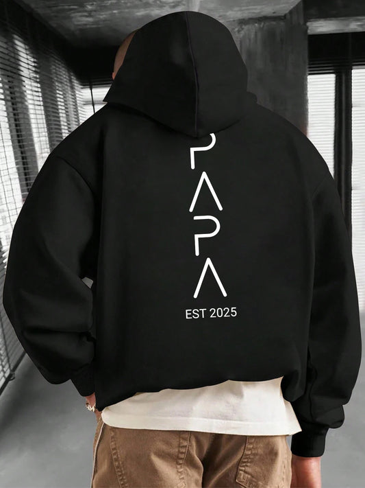 Gift for Dad - “Papa” Printed Men‘s Hoodie, Warm Fleece-Lined Pullover with Kangaroo Pocket | Cozy Fall Winter Sweatshirt, Heartfelt Present