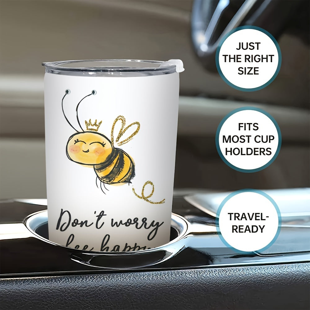 Don‘t Worry Be Happy Tumbler - 20oz Inspirational Bee Theme Stainless Steel Cup, Uplifting Gift for Friends & Family | Insulated, Cute Positive Message Gift