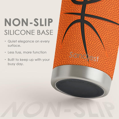 Basketball Insulated Tumbler 20oz - Stainless Steel Travel Mug with Non-Slip Grip, Sport Cup for Games & Training, Gift for Players, Coaches, Fans