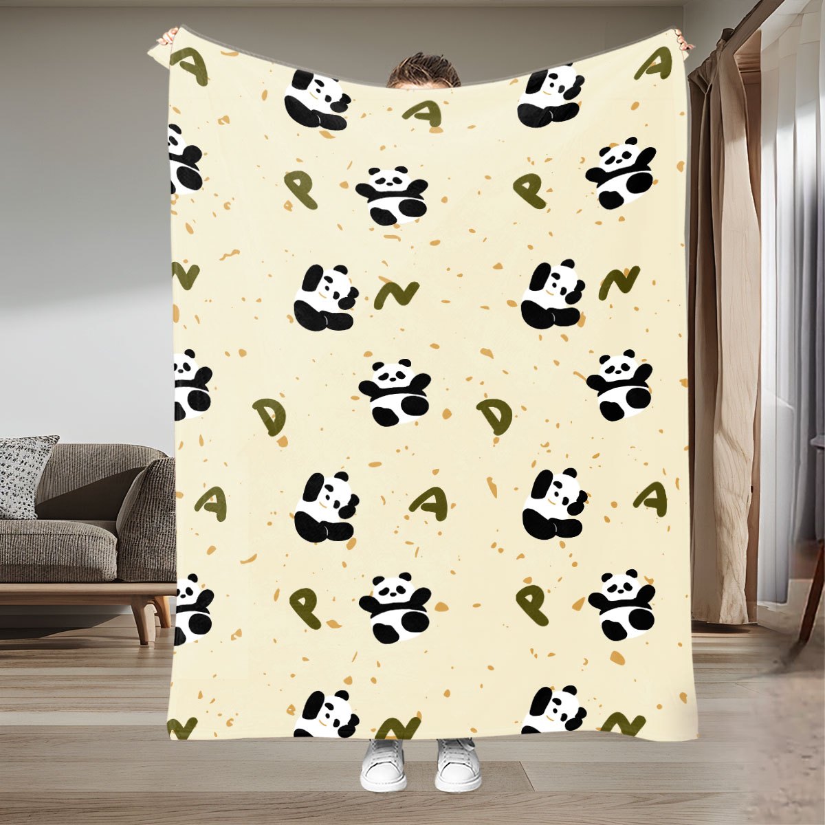 Panda Flannel Throw Blankets | Adorable Pattern, Plush & Washable for Sofa, Bed & Office