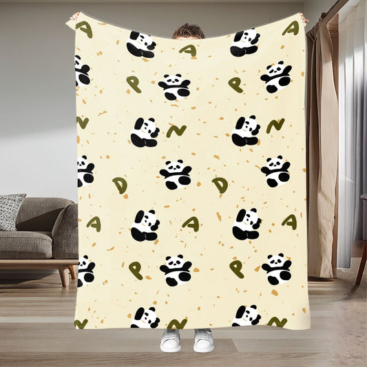 Panda Flannel Throw Blankets | Adorable Pattern, Plush & Washable for Sofa, Bed & Office