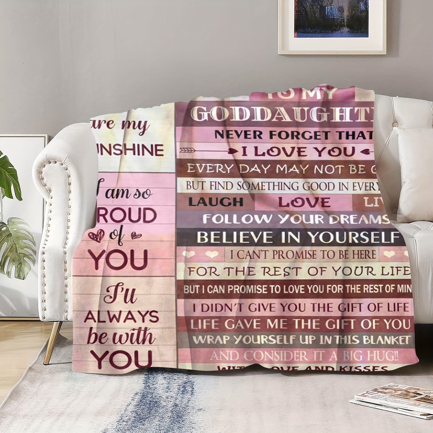 Personalized Flannel Blanket for Granddaughter - Custom Name Letter Print Throw | A Unique & Heartfelt Birthday, Christmas, or Welcome Gift