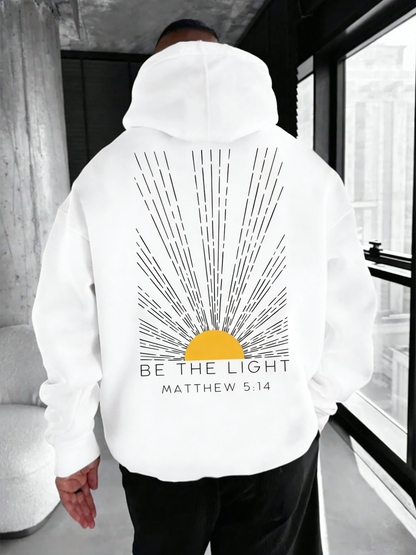 Inspirational Men's Hoodie - “Be the Light” Motivational Pullover with Kangaroo Pocket, Casual & Comfortable Streetwear Sweatshirt