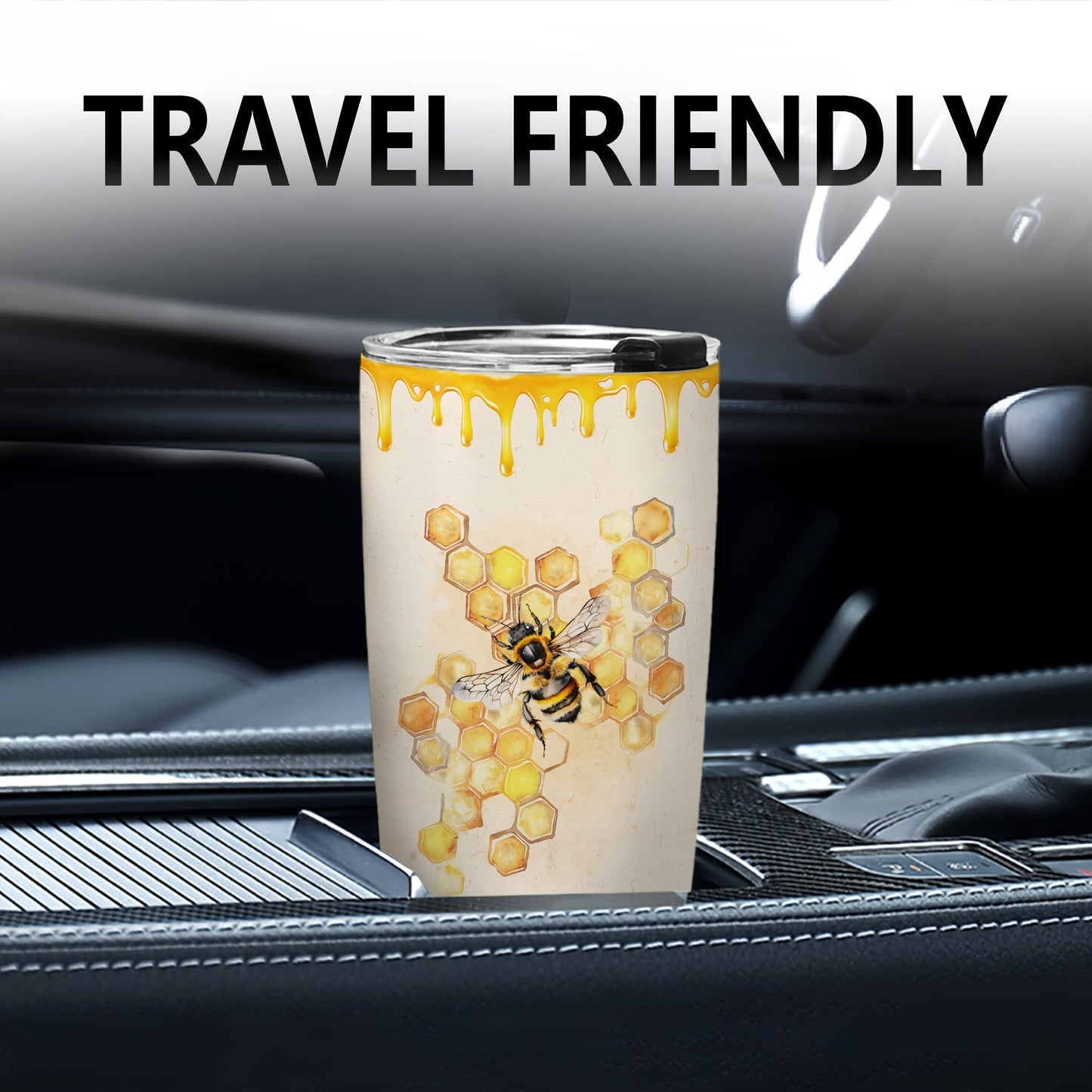 Bee Kind Tumbler 20oz - Inspirational 'Words Are Like Honey' Bee Lover Gift, Bible Verse Proverbs 16:24, Stainless Steel with Lid, Christian Gift for Women & Girls