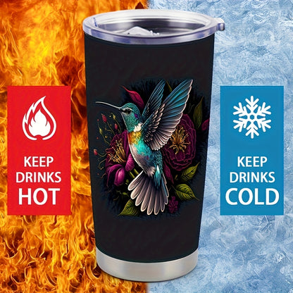 Hummingbird Gift Tumbler - 20oz Elegant Insulated Stainless Steel Travel Mug, Double Wall Vacuum Keeps Hot/Cold | Nature Inspired Design for Her, Bird Lovers