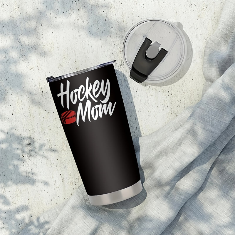 Hockey Mom Tumbler - 20oz Double-Wall Insulated Cup with Hockey Stick Design, Spill-Proof Lid, Keeps Drinks Hot/Cold for Hours - Perfect for Games, Travel, Camping & Hockey Fans
