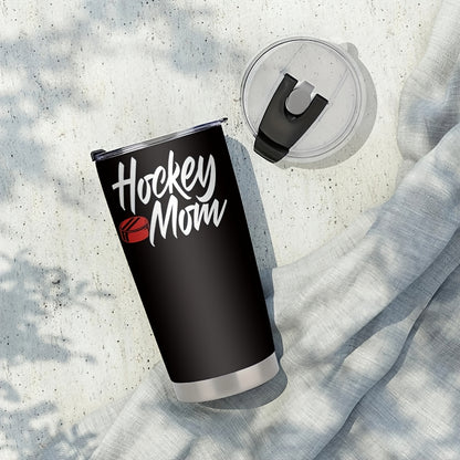 Hockey Mom Tumbler - 20oz Double-Wall Insulated Cup with Hockey Stick Design, Spill-Proof Lid, Keeps Drinks Hot/Cold for Hours - Perfect for Games, Travel, Camping & Hockey Fans