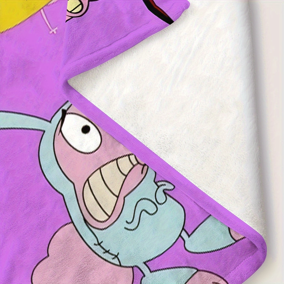 Cartoon Character Applique Thick Knit Blanket - Soft Polyester Year-Round Throw, Fun & Durable for Indoor & Outdoor Use, Machine Washable Animated Print