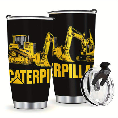 Caterpillar Construction Tumbler 20oz - Heavy Duty Stainless Steel Mug with Leak-Proof Lid | The Ultimate Gift for Builders, Truck Lovers & Big Kids at Heart