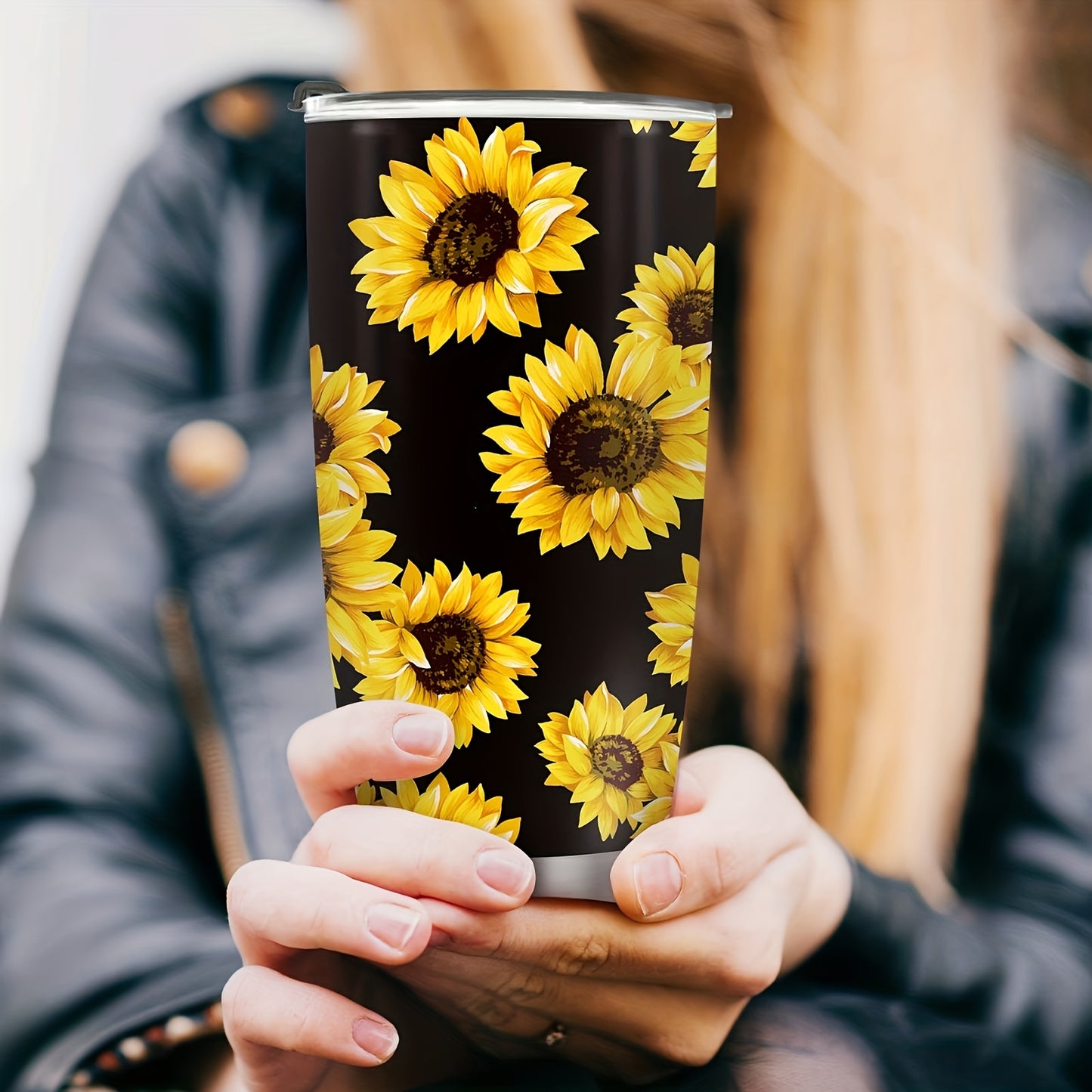 Sunflower Gift for Women - 20oz Cheerful Tumbler, Stainless Steel Double Wall Vacuum Insulated Travel Mug | Keeps Drinks Hot/Cold, Perfect for Home, Office, Back to School