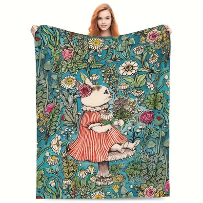 Turquoise Daisy Smiley Blanket | Plush Fleece Throw Blankets for a Dose of Joy & Comfort