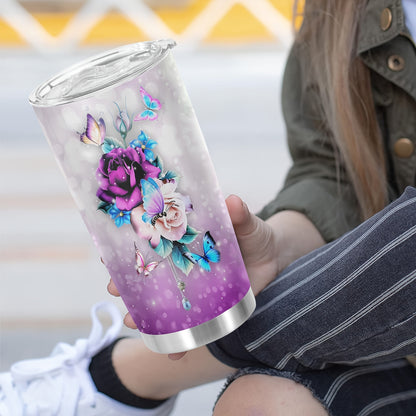 Thoughtful Gift for Parents - 20oz Elegant Floral Stainless Steel Tumbler, Double-Wall Vacuum Insulated Travel Mug | Keeps Drinks Hot/Cold, Hand Wash Care