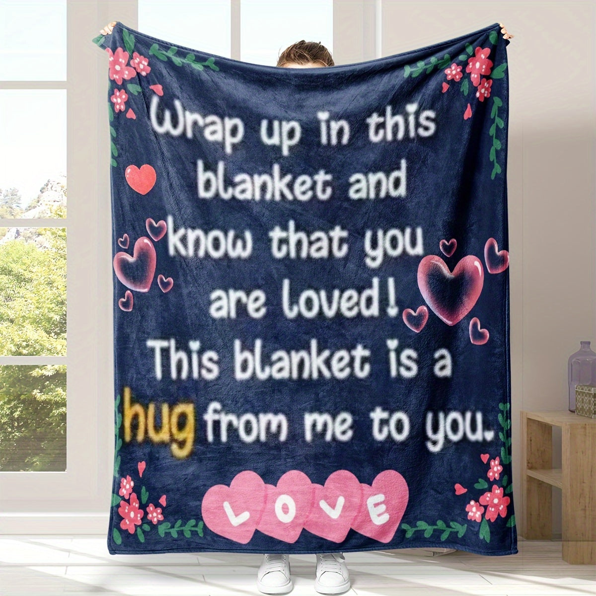 Pink Heart Print Throw Blanket - All-Season Cozy & Lightweight, Multi-Use for Couch, Camping, Dorm, Sweet Gift for Friends, Galentine's Day