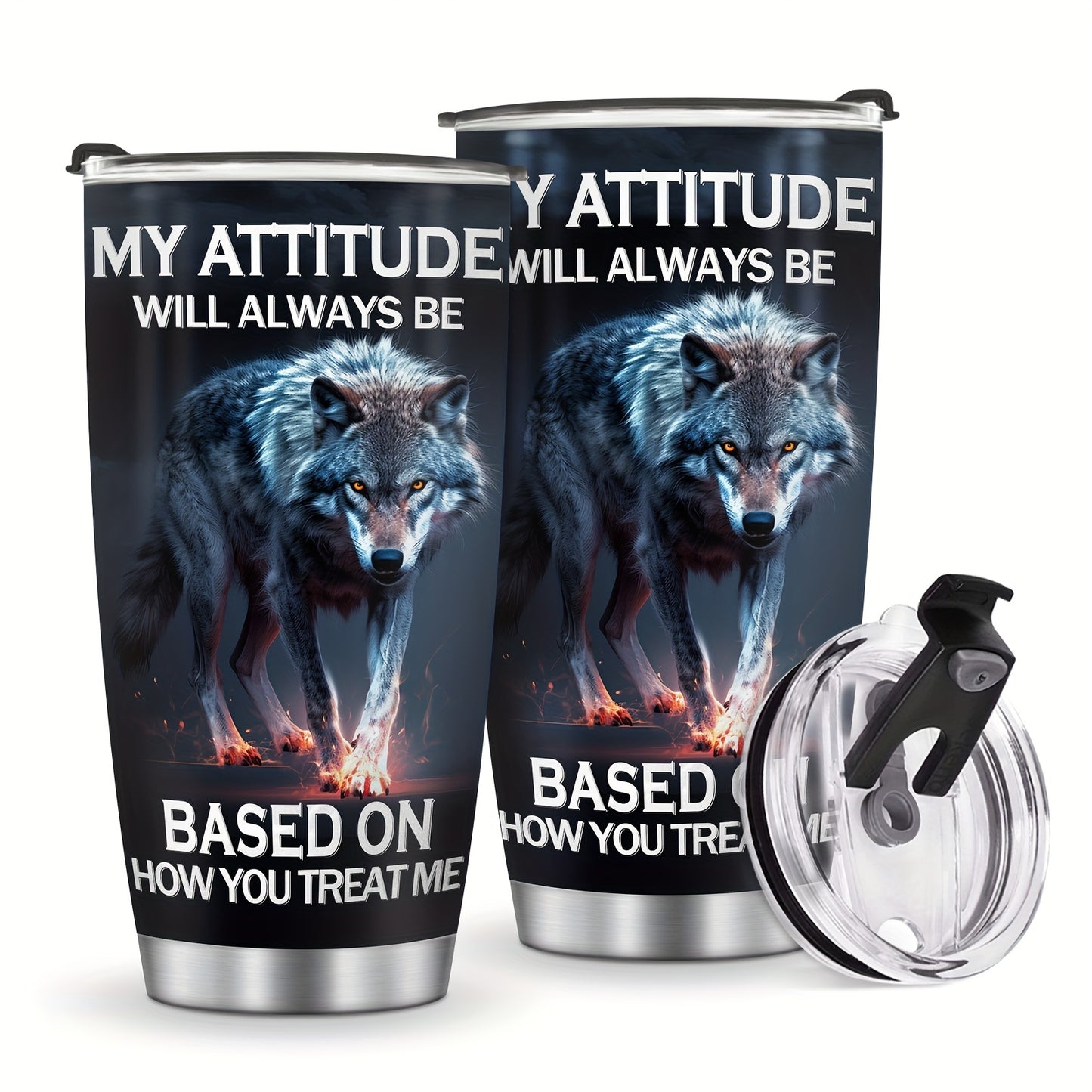 Wolf Tumbler 20oz - Insulated Stainless Steel Travel Mug for Men & Women | Wolf Lover's Gift, Valentines Day Present for Him & Her