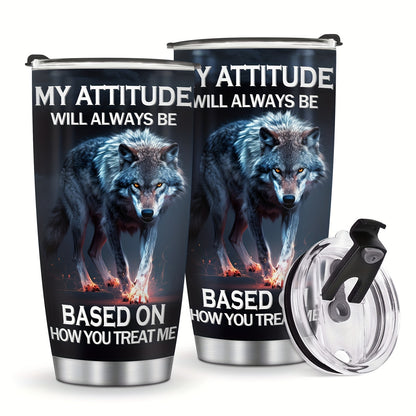 Wolf Tumbler 20oz - Insulated Stainless Steel Travel Mug for Men & Women | Wolf Lover's Gift, Valentines Day Present for Him & Her