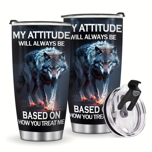 Wolf Tumbler 20oz - Insulated Stainless Steel Travel Mug for Men & Women | Wolf Lover's Gift, Valentines Day Present for Him & Her