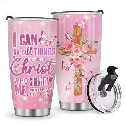 Floral Butterfly Inspirational Tumbler 20oz - "You Are Enough" Quote Stainless Steel Mug, Uplifting Gift for Women, Mom, Friend, Birthday & Christmas