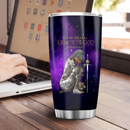 "Put On The Full Armor of God" Tumbler for Women - Ephesians 6 Christian Coffee Mug 20oz | Thanksgiving & Christmas Gift for Her, Insulated Travel Cup