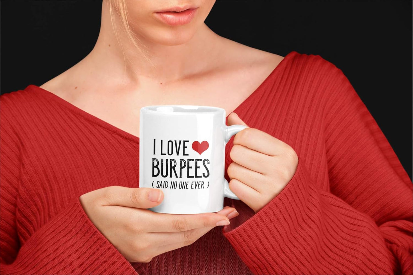 Casitika "I Love Burpees" 11 oz Workout Coffee Mug - Funny Gym Cup for Women & Men, Exercise Lovers