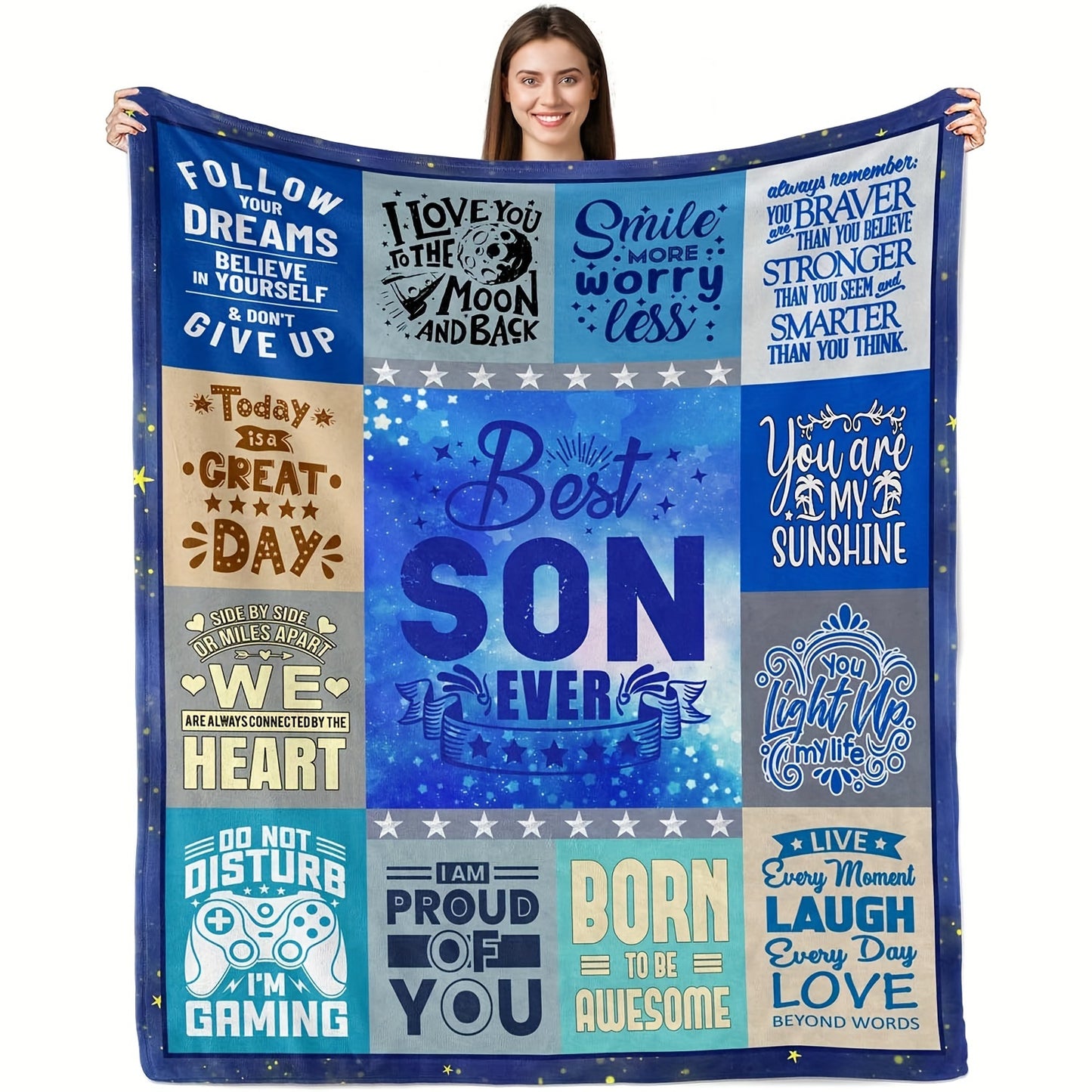 For Our Son, With Pride & Warmth - Ultra Soft Flannel Sofa Blanket | A Thoughtful Birthday & Holiday Gift from Mom & Dad