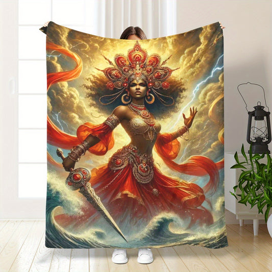 Boho Chic Flannel Throw - Vibrant & Lightweight Ethnic Print, All-Season Bohemian Blanket for Couch, Travel, Festival Gift for Friends & Family