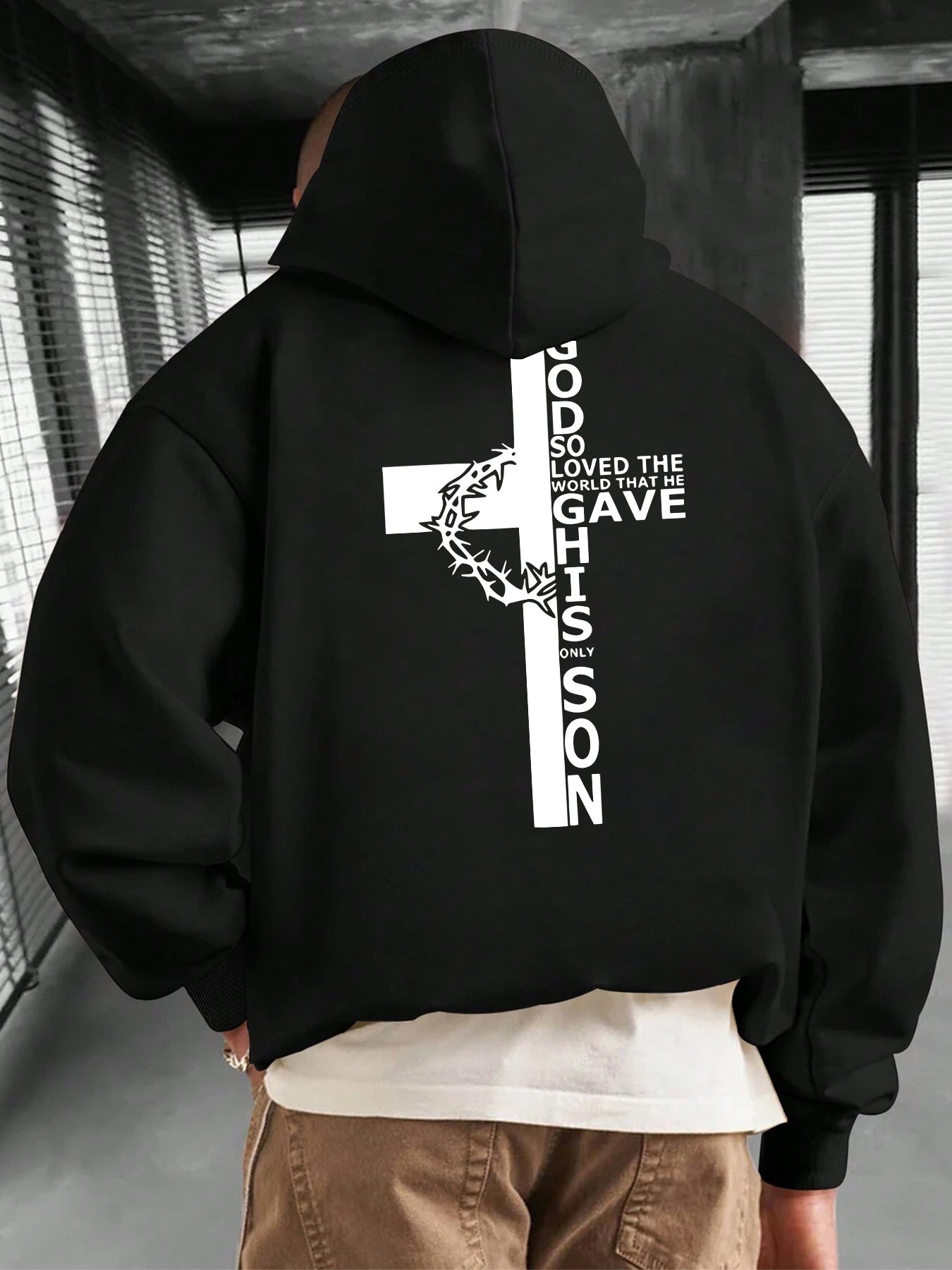 Minimalist Letter Print Hoodie for Men - Comfortable Casual Pullover, Urban Streetwear Essential with Drawstring Hood, Soft Everyday Sweatshirt