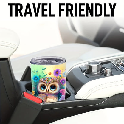 20oz Owl & Flower Insulated Mug - Premium 304 Stainless Steel, Double-Wall Vacuum - The Ultimate Valentine‘s Day & Christmas Gift for Her, Travel-Ready