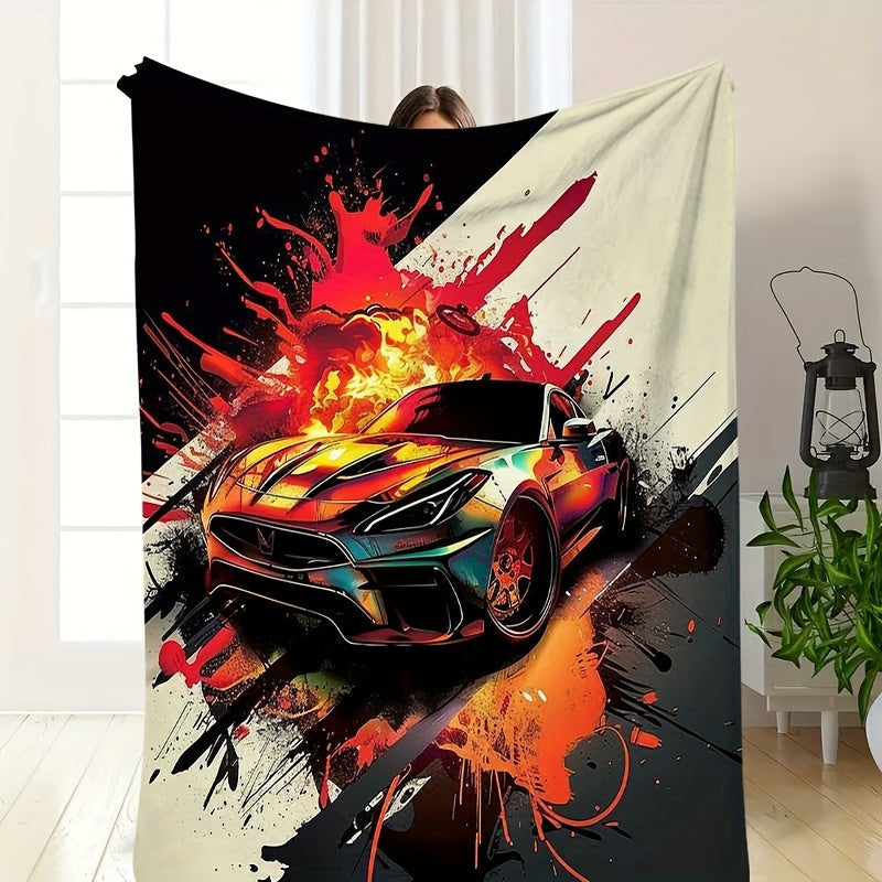 Supercar Dreams Blanket - High-Speed Print Throw for Car Enthusiasts | The Ultimate Gift for His Man Cave, Garage, & Indoor/Outdoor Adventures