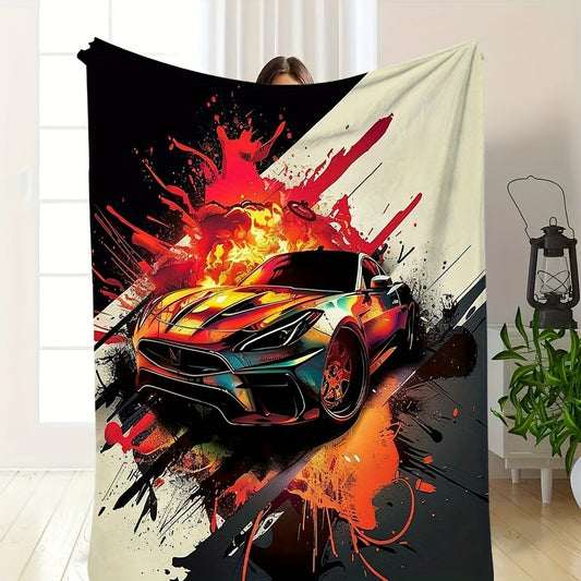 Supercar Dreams Blanket - High-Speed Print Throw for Car Enthusiasts | The Ultimate Gift for His Man Cave, Garage, & Indoor/Outdoor Adventures