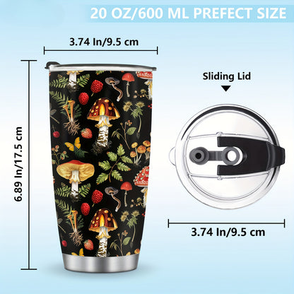 Mushroom Themed Tumbler 20oz - Foloda Stainless Steel with Lid, Perfect Gift for Christmas, Valentine's, Mother's Day & More