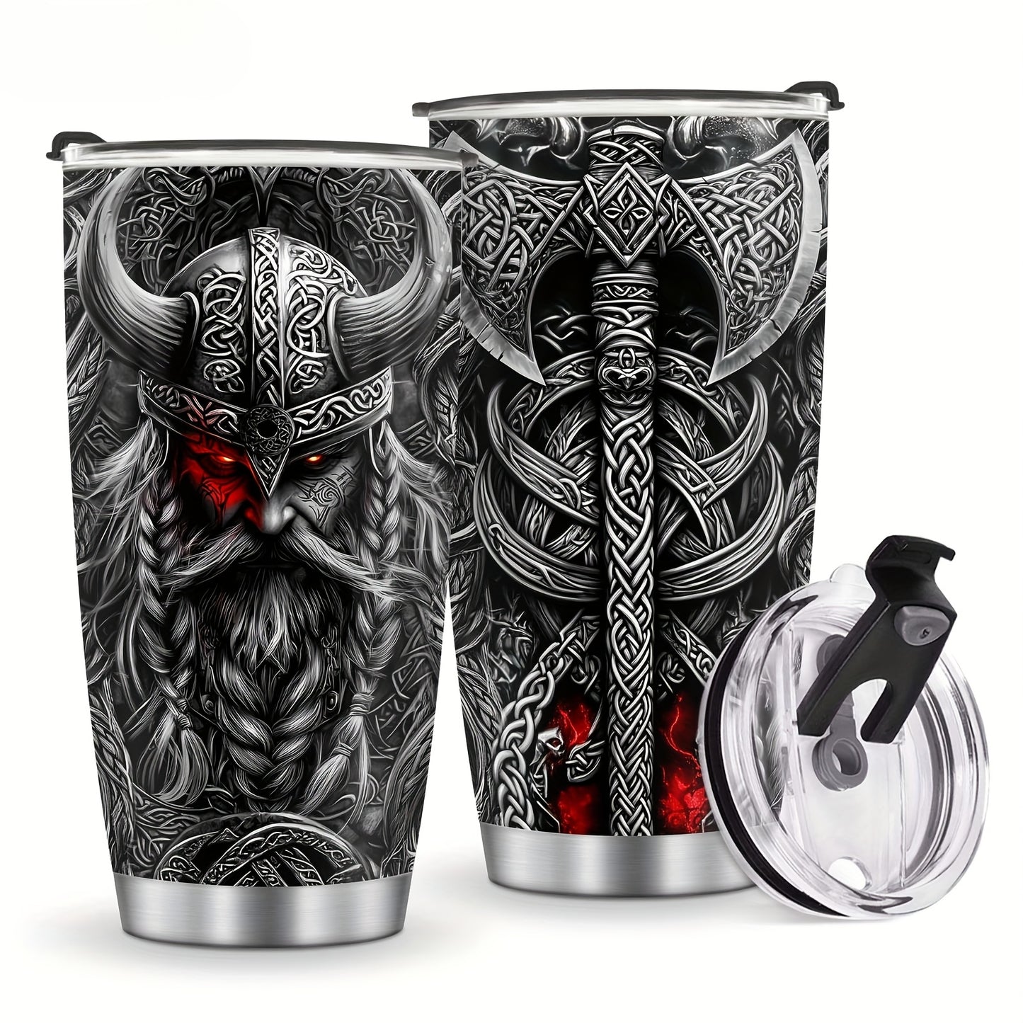 Viking Gift Mug for Men - 20oz Insulated Stainless Steel Tumbler, Best Birthday & Christmas Gift for Husband, Dad, Boyfriend - Keeps Drinks Hot/Cold, Father’s Day Present Idea