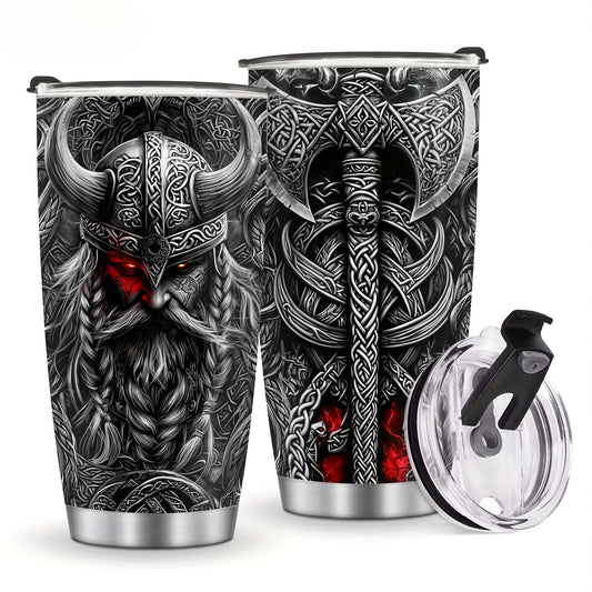 Viking Gift Mug for Men - 20oz Insulated Stainless Steel Tumbler, Best Birthday & Christmas Gift for Husband, Dad, Boyfriend - Keeps Drinks Hot/Cold, Father’s Day Present Idea