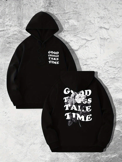 Men's American Style Hoodie Fashion Graphic Print Pullover | Casual Long Sleeve Hooded Sweatshirt Tops