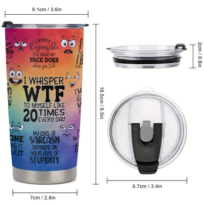 Slim Fit Car Cup Holder Tumbler - 20oz Sarcastic Skinny Stainless Steel Insulated Travel Mug, Leak-Proof Lid for Commute & Outdoor | Funny Gift for Friends, Coworkers