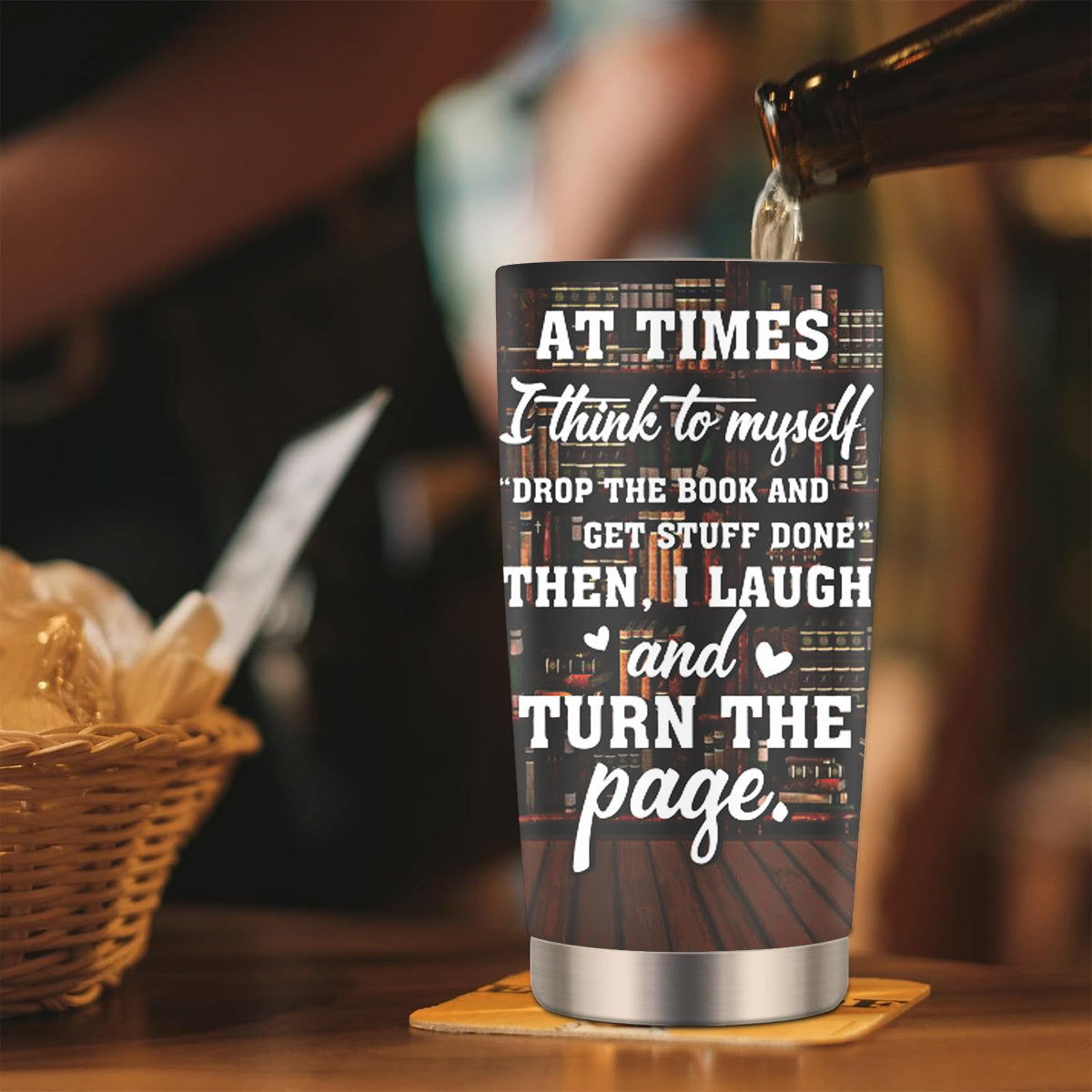 Book Lover‘s Tumbler 20oz - Bookshelf & Literary Quote Design Stainless Steel Mug | Perfect Gift for Readers, Librarians & Bookworms