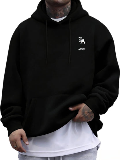 Men's Streetwear Essential Hoodie - Fashion Printed Graphic Pullover, Regular Fit Hooded Sweatshirt for Casual Comfort