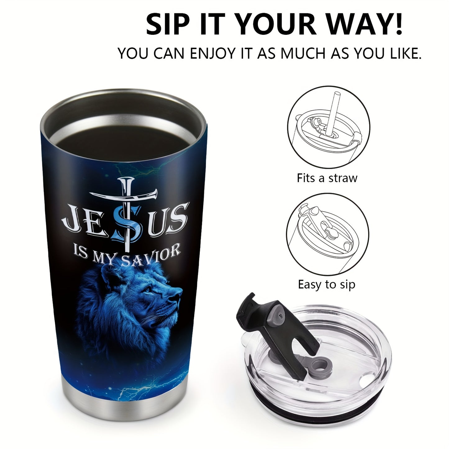 "Youngsters of God, Men of Faith, Warriors of Christ" 20oz Stainless Steel Tumbler - Inspirational Christian Gift for Men, Dad, Husband | Vacuum Insulated Travel Mug for Coffee