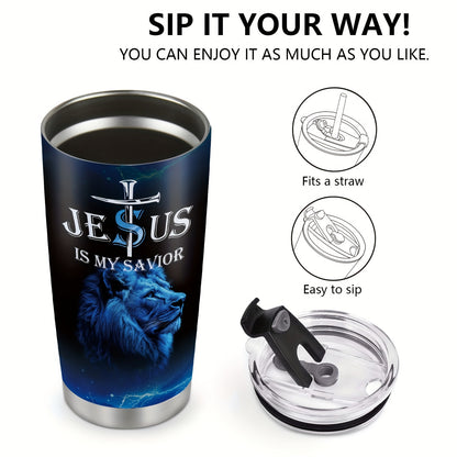 "Youngsters of God, Men of Faith, Warriors of Christ" 20oz Stainless Steel Tumbler - Inspirational Christian Gift for Men, Dad, Husband | Vacuum Insulated Travel Mug for Coffee