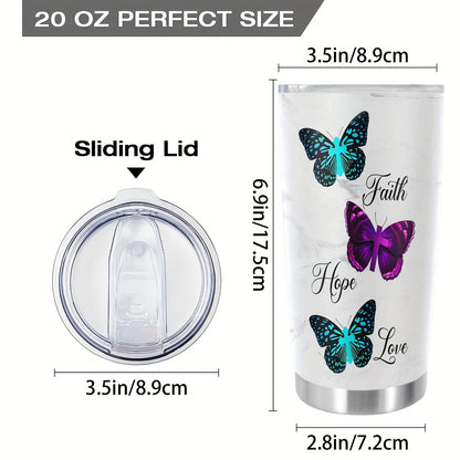 Butterfly Joy Tumbler - 20oz Funny Print Insulated Stainless Steel Cup, Double Wall Vacuum Travel Mug | Break-Resistant & Reusable, Perfect Gift for Her, Family & Friends