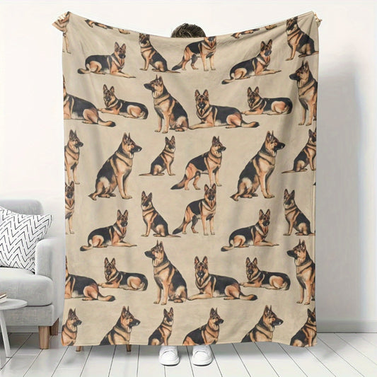 German Shepherd Lover‘s Flannel Throw | Plush Sofa & Bed Blanket with Exquisite Portrait
