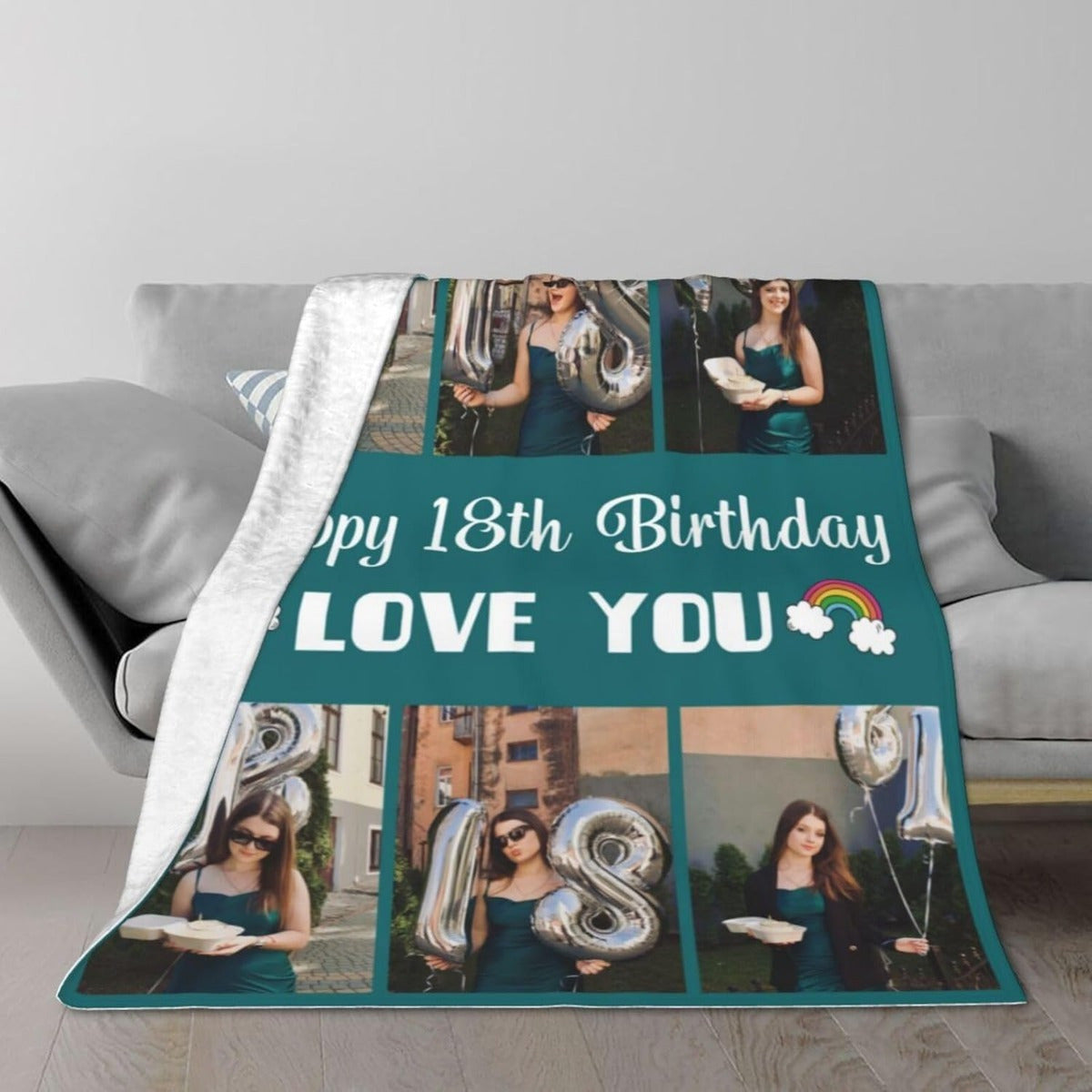 Custom Photo Collage Blanket - Personalized Family & Memory Print on Polyester, Modern Digital Art Gift for Christmas, Birthday, Anniversary