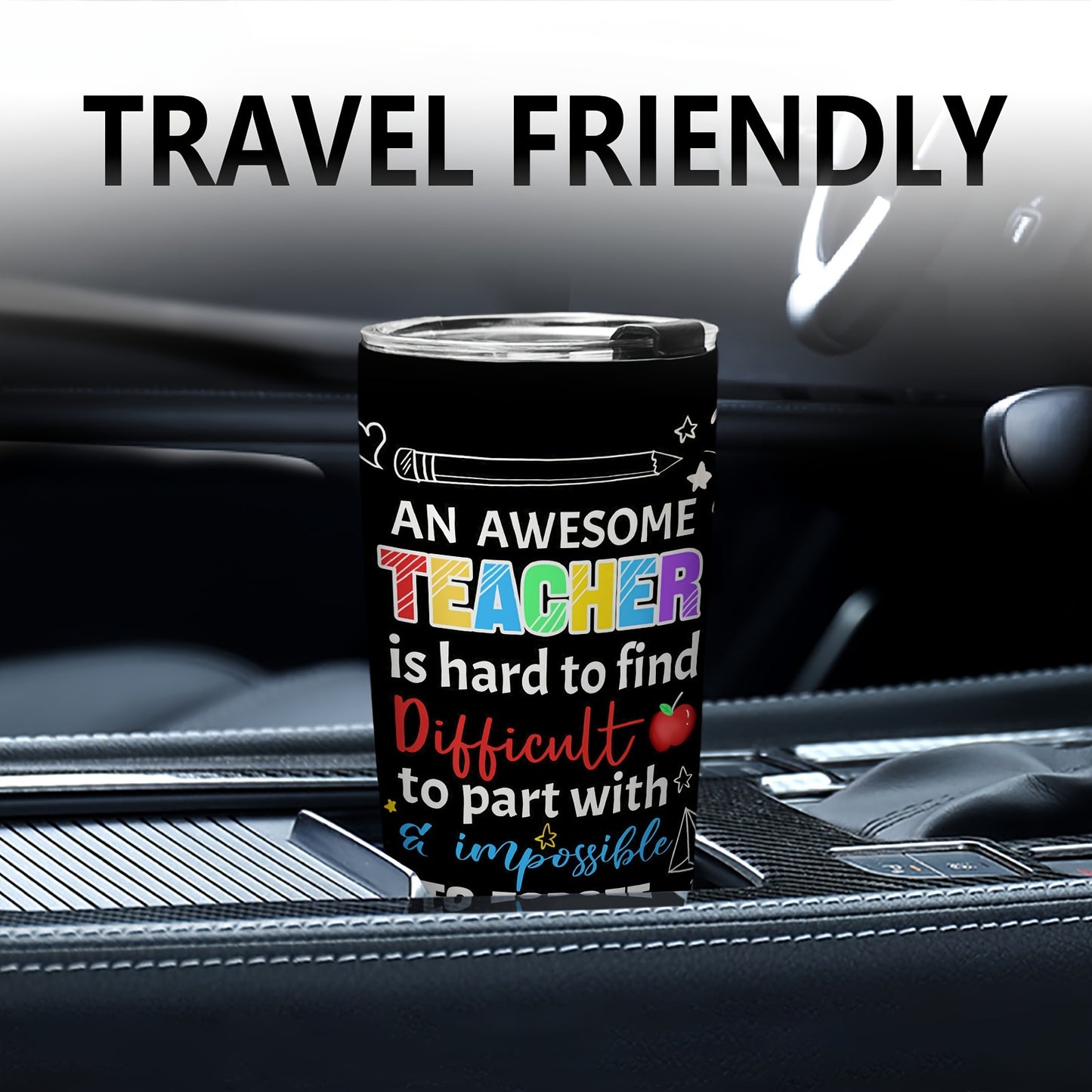 20oz Teacher Tumbler - "Teacher Nutrition Facts" Stainless Steel Insulated Coffee Mug | Appreciation, Christmas & Birthday Gift for Teachers from Students