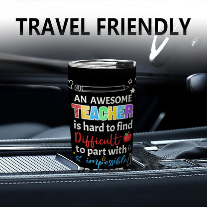 20oz Teacher Tumbler - "Teacher Nutrition Facts" Stainless Steel Insulated Coffee Mug | Appreciation, Christmas & Birthday Gift for Teachers from Students
