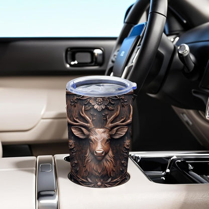 Deer Hunting Tumbler 20oz - Stainless Steel Insulated Mug, Leakproof Lid with Straw, Car Cup Holder Fit, Gift for Hunters, Dad, Husband