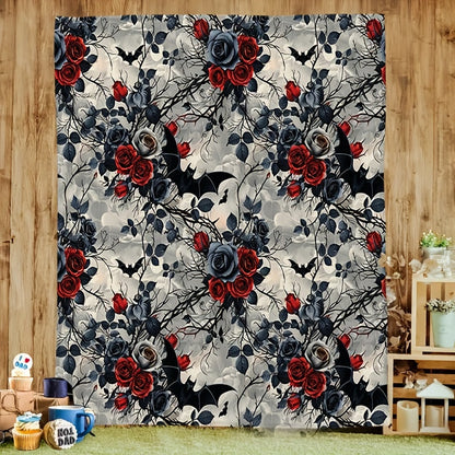 Vintage Rose Print Flannel Throw - Digital Art Blanket, Machine Washable & Soft, All Season Gift for Home, Office, Couch, Cozy Decor & Practical Present