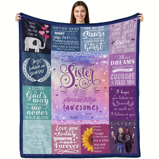 Sunflower & Elephant Blanket for Sisters - Cozy Symbol of Love & Support | Soft Flannel Throw, Perfect Gift for Sister‘s Birthday, Christmas, or Just Because
