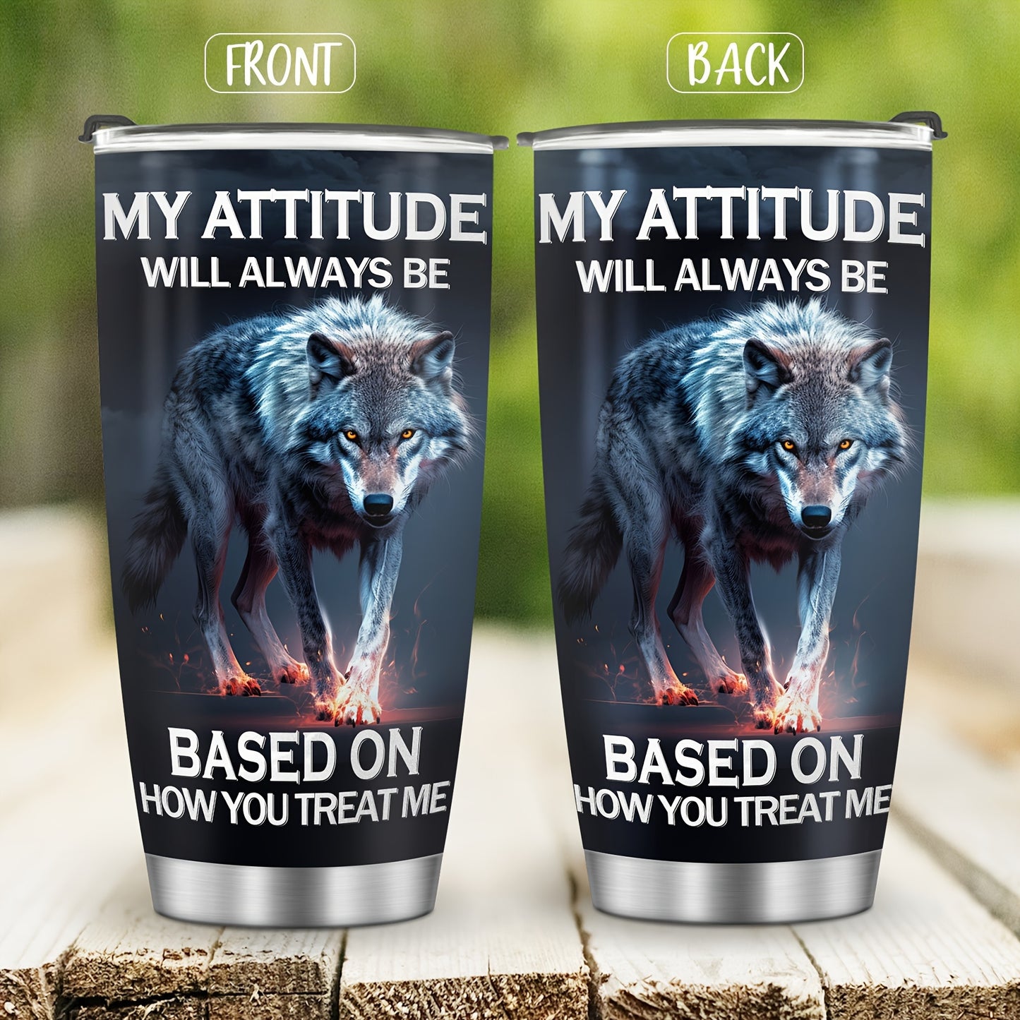 Wolf Tumbler 20oz - Insulated Stainless Steel Travel Mug for Men & Women | Wolf Lover's Gift, Valentines Day Present for Him & Her