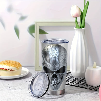 Skull Design Tumbler 20oz - Gothic Stainless Steel Insulated Coffee Mug | Double Wall Vacuum, Leakproof, Halloween & Dark Aesthetic Gift