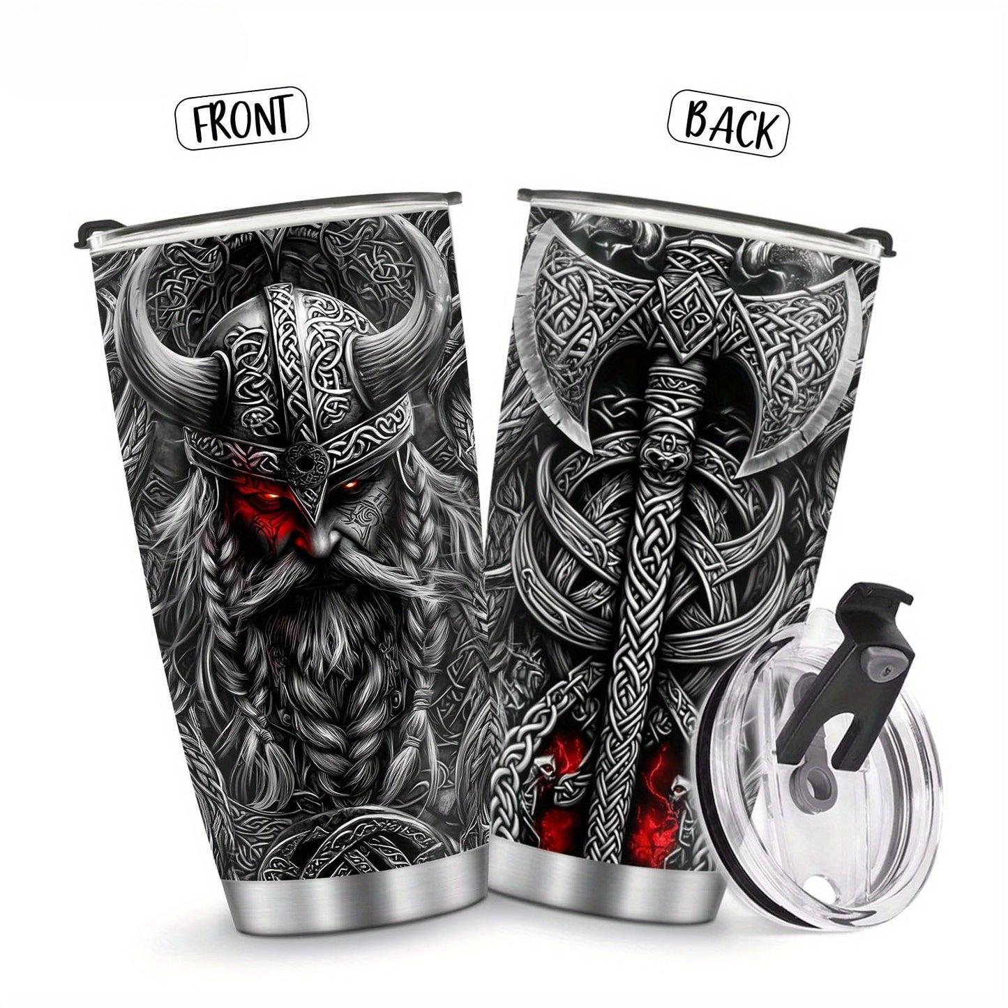 Viking Gift Mug for Men - 20oz Insulated Stainless Steel Tumbler, Best Birthday & Christmas Gift for Husband, Dad, Boyfriend - Keeps Drinks Hot/Cold, Father’s Day Present Idea