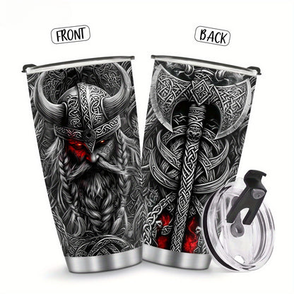 Viking Gift Mug for Men - 20oz Insulated Stainless Steel Tumbler, Best Birthday & Christmas Gift for Husband, Dad, Boyfriend - Keeps Drinks Hot/Cold, Father’s Day Present Idea